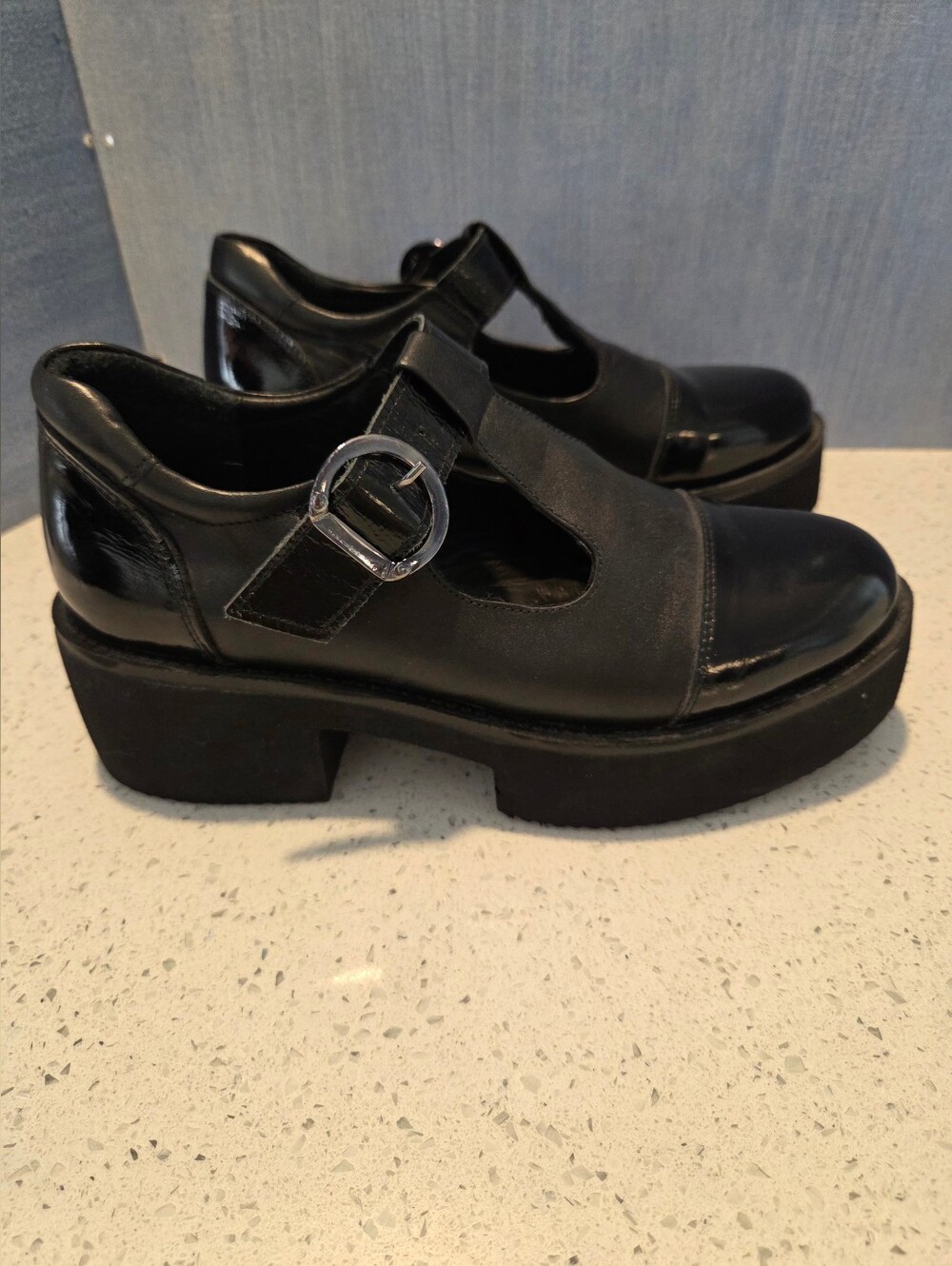 Roamers By Ego -Trip Black Chunky T-Strap Mary Janes NEW